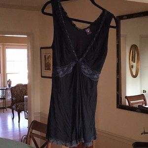 Beautiful Navy Tank Top with Lace Trim